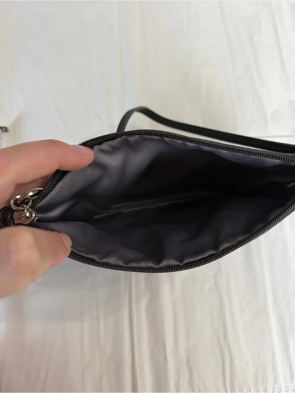 Coach Black Signature Wristlet with Gloss Accent